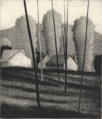 “Near the village w/five trees"