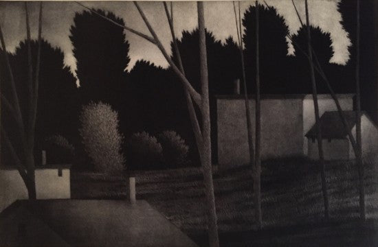 “Backyards at dusk (aka Rooftops & chimneys)”