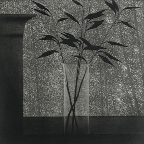 "Window w/vase & forest"