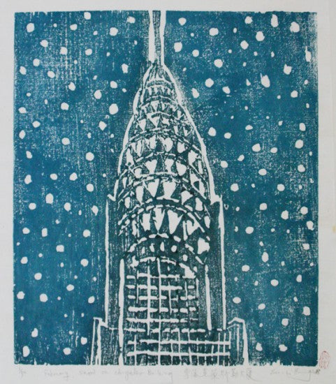 “February, Snow on Chrysler Building”