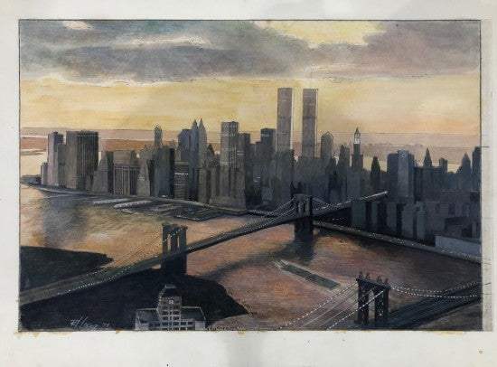 “Manhattan View, Twilight Preparatory Painting”