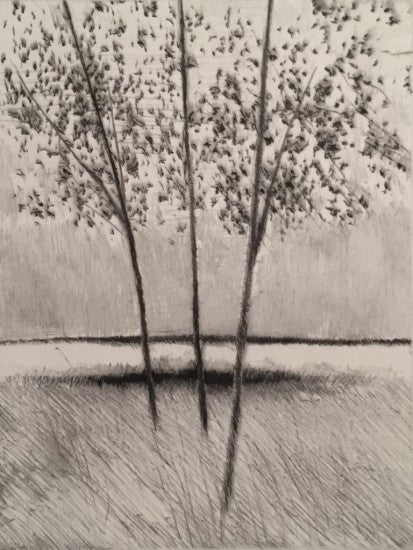 “Three trees, late afternoon (Rain at noon)”