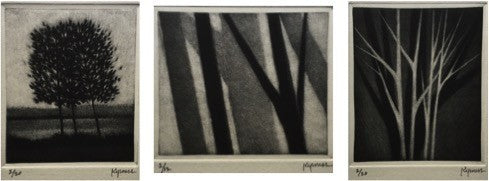 “Suite of Small Prints - Three trees, Monuments, Evening trees”