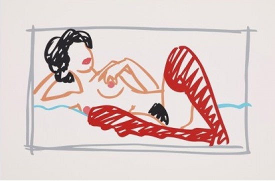 “Fast Sketch Red Stocking Nude, 1991”