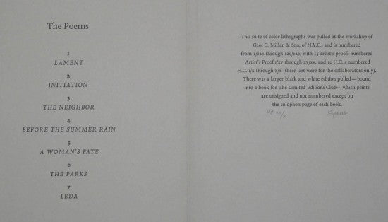 “A Suite of Ten Lithographs drawn by Robert Kipniss for the Selected Poems of Rainer Maria Rilke”