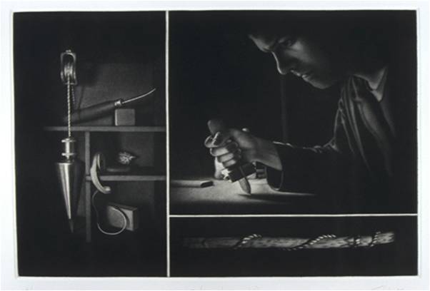 “Settling II (Homage to the mezzotint)”